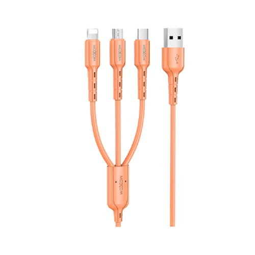 Moxom 3 in 1 Micro Lightning Type C Candy Color Fast Charging Data USB Cable