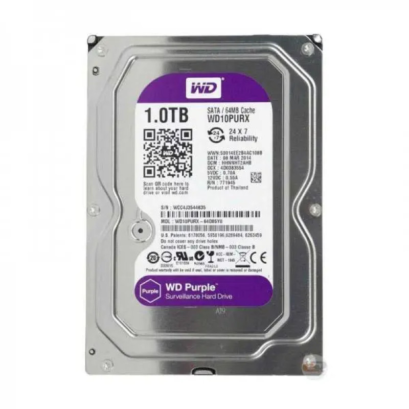HDD Western Digital Purple 1TB për DVR/NVR - WD10PURX
